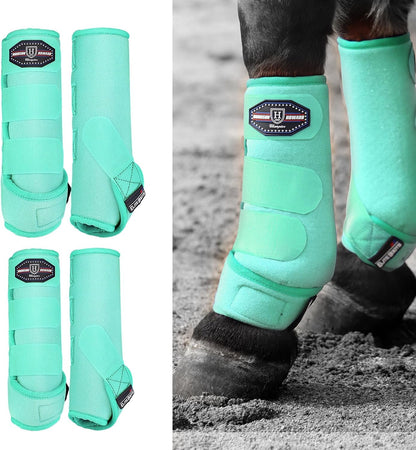 Harrison Howard Horse Sport Medicine Front Shock-Absorbing Boots All-Round Lower Limb Protection & Support Sport Boots Athletic Boots Perfect for Endurance Training and Performance Mint L