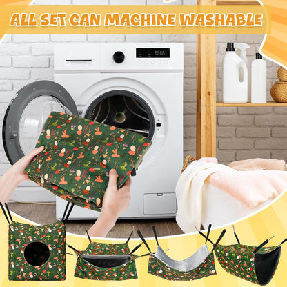 Geelin 8 Pcs Rat Hammock Ferret Hammock for Cage Rat Bed Guinea Pig Hanging Tunnel Glider Toy Ferret Hideout Bed Cage Accessories for Small Animals Hamster Chinchilla Sugar Squirrel, Mushroom Style