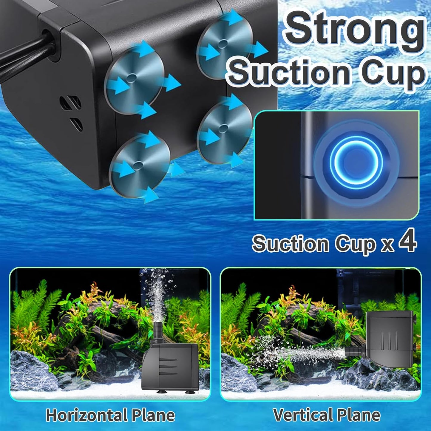 400GPH 10ft Power Cord Submersible Pump,Over Heating Protection Water Feature Pump with 6.5ft Lift for Fountains, Ponds, Aquariums & Hydroponics.