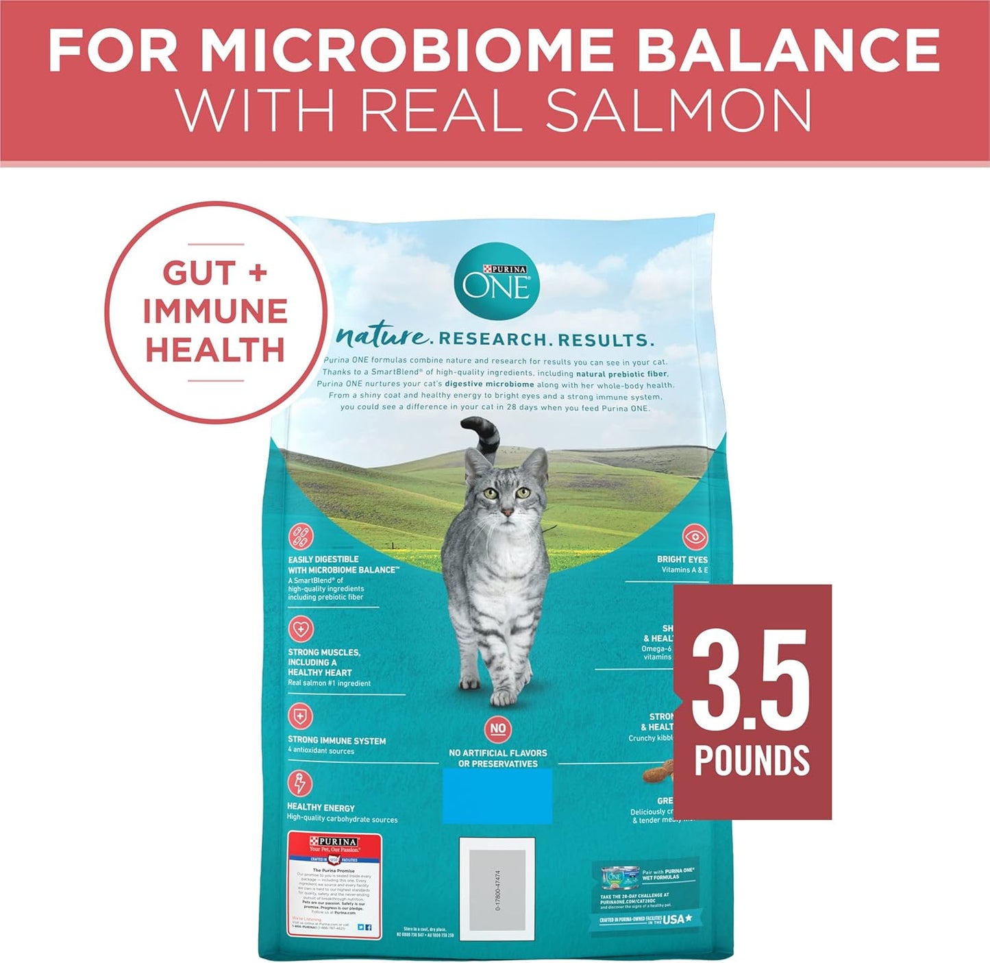 Purina ONE Natural Dry Cat Food, Tender Selects Blend With Real Salmon - 3.5 lb. Bag