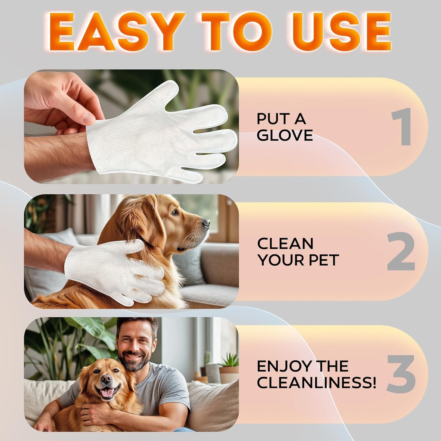 2026 New – Pet Cleaning Glove Wipes for Dogs & Cats – Wet Deodorizing Grooming Gloves for Paws, Body, Ears, Face & Coat – Hypoallergenic Hydrating Lavender Scent – Daily Care & Travel Use – 18 Count