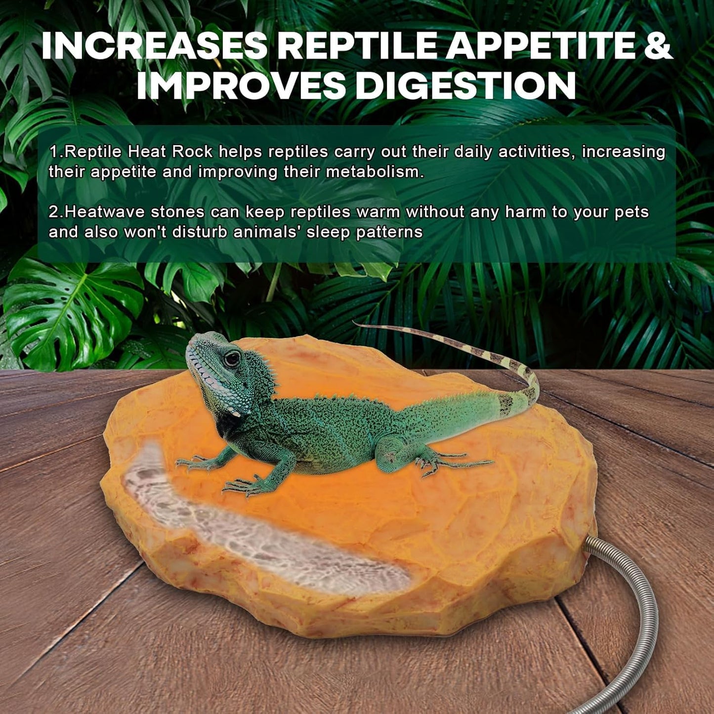 Heat Rocks for Reptiles Heat Rock with Feeding Trough & Temperature Control-Basking Climbing Warmer Heated Rock for Bearded Dragons,Turtles,Snakes,Lizards-Orange