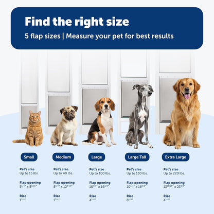 PetSafe Sliding Glass Pet Door - No-Cut DIY Install Doggy Door for Renters - Aluminum Frame - Adjustable Height 75 7/8" to 80 11/16" - Ideal for Large Dogs Up to 100 lb - White