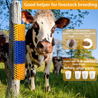 Livestock Scratch Brush, 2 PCS, Yellow, Oblong, Nylon, for Cow, Horse, Goat, Cattle, Pig, Sheep, Relieves Itching, Provides Massage, Removes Dirt, Suitable for Most Livestock