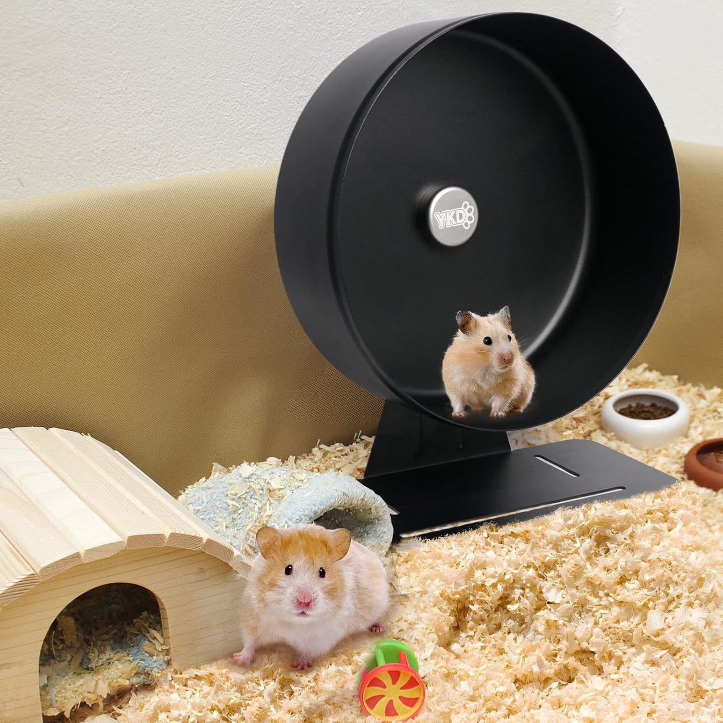 11.8" Silent Hamster Exercise Wheel, Aluminum Alloy Noiseless Running Wheel for Syrian Hamsters, Fancy Rat, Hedgehogs and Small Pets (Base-Black)