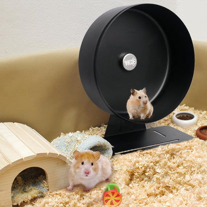 11.8" Silent Hamster Exercise Wheel, Aluminum Alloy Noiseless Running Wheel for Syrian Hamsters, Fancy Rat, Hedgehogs and Small Pets (Base-Black)