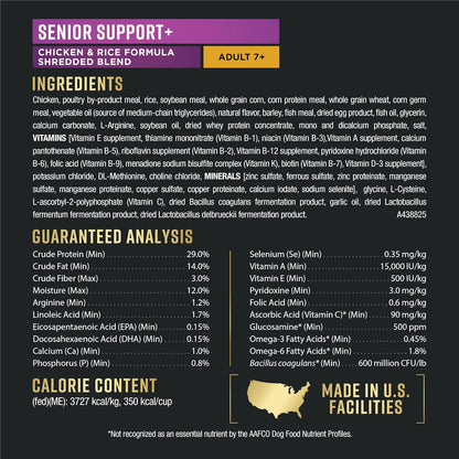 Purina Pro Plan AdvantEDGE Senior Support Plus Shredded Blend Chicken and Rice Formula Dry Dog Food - 22 lb Bag