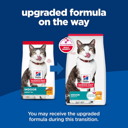Hill's Science Diet Indoor, Senior Adult 11+, Easy Litter Box Cleanup, Dry Cat Food, Chicken Recipe, 7 lb Bag
