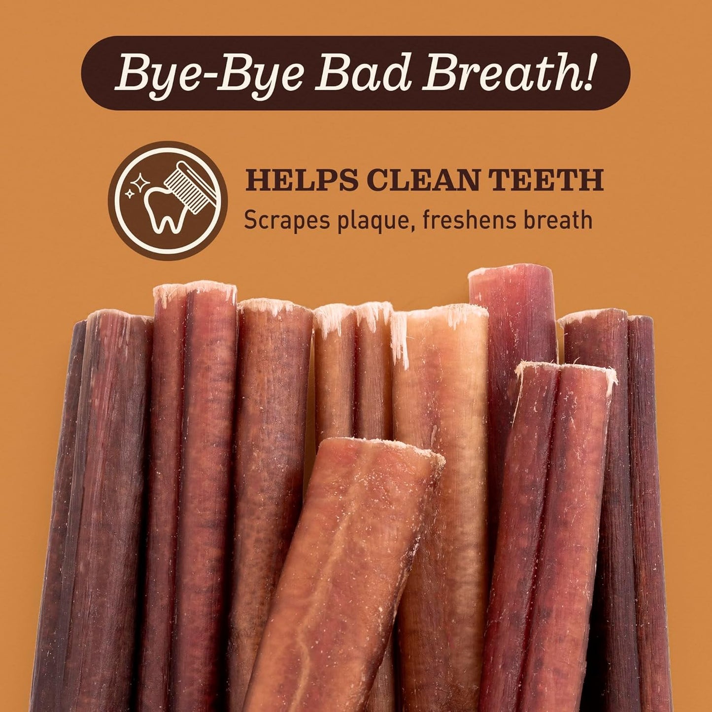 Odor-Free Bully Sticks (6", 25 Pack) – 100% Grass-Fed Beef Pizzle Dog Chews, Fully Digestible & Long-Lasting Dental Treats