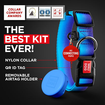 Nylon Dog Collar with Air Holder - Adjustable for Large Dogs, Small & Medium Dogs - Puppy Collars for Large Breed Dogs - Boy & Girl Collars