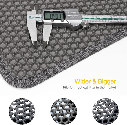 Cat Litter Mat-Litter Box Mat for Kitty, EVA Honeycomb Double Layer Design, Urine & Waterproof Scatter Control, Less Waste, Easier To Clean,Non Slip, Gray