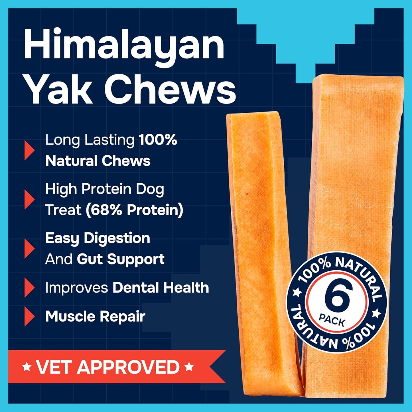 100% Natural Yak Cheese Himalayan Made Dog Chews All Breeds - Lactose Free Yak Chew for Small, Medium & Large Dogs - Dental Cleaning Dog Chews Aggressive Chewers - Long Lasting Odor & Gluten Free