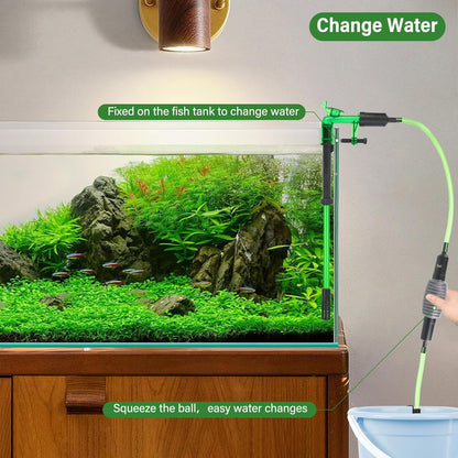 AQQA Aquarium Siphon Gravel Vacuum Fish Tank Cleaner kit,Stress Ball Python Water Changer,Extendable Length and Fixed On Fish Tank,Manually Water Changer Wash Sand S