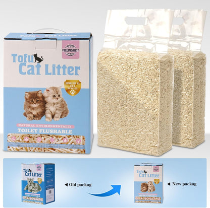 Tofu Cat Litter 11.2LB(5.6lb×2bag) Clumping, 100% Natrual Raw Materials, Clumping,Flushable,Ultra Absorbent and Fast Drying,Solubility in Water,Really Dust-Free,Less Scattering