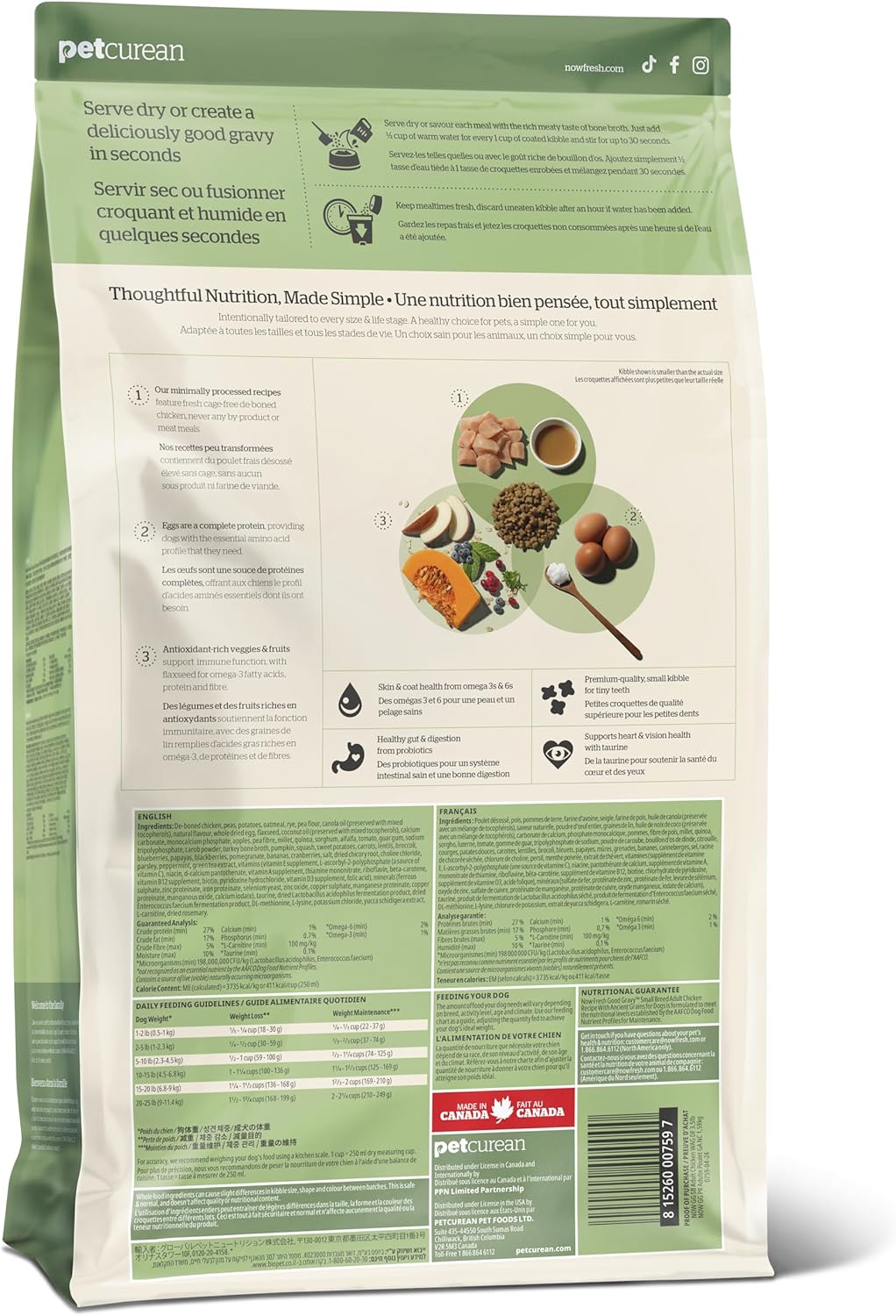 Now Fresh Good Gravy Premium Dry Dog Food with Chicken & Ancient Grains for Small Breeds, Healthy Kibble for Adults Coated in Bone Broth – Just Add Water to Moisten, Made with Real Meat, 12 lb Bag