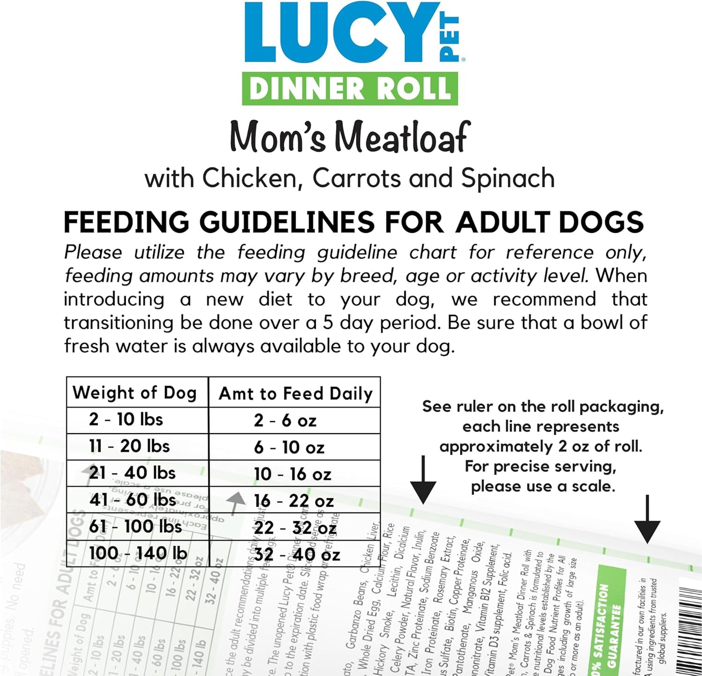 Lucy Pet Dinner Rolls-Mom's Meatloaf Chicken with Carrots and Spinach 4lb