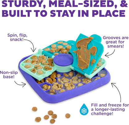 Outward Hound by Nina Ottosson Lick N’ Flip 3-in-1 Interactive Dog Puzzle Toy, Lick Mat & Slow Feeder – Calming Enrichment Feeder for Small & Medium Dogs, Holds 1 Cup of Wet of Dry Food