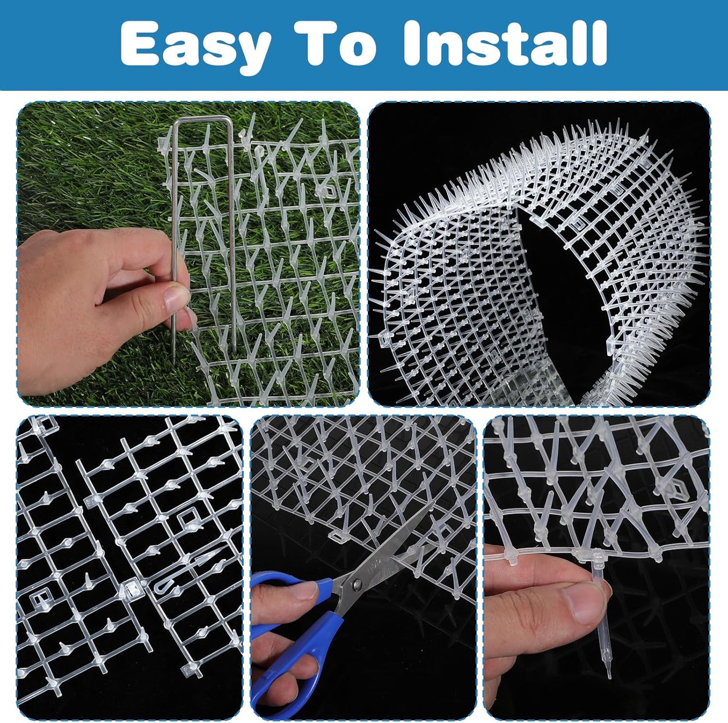 13Ft x 12 Inch Scat Mats for Cats with 12 Ground Stakes 12 Zip Ties, Cat Repellent Mats Training Plastic Cat Scat Mat with Spikes, Cats Digging Stopper Prickle Strip for Indoor Outdoor Sofa Furniture