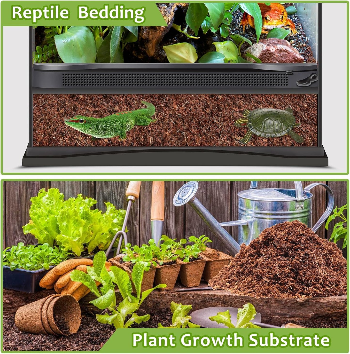 Riare 1 Pack Natural Coconut Fiber Substrate for Reptile- Premium Compressed Coconut Husk Terrarium Bedding for Reptile, Tortoise, Frogs, Snakes Hermit Crabs, Burrowing Animals