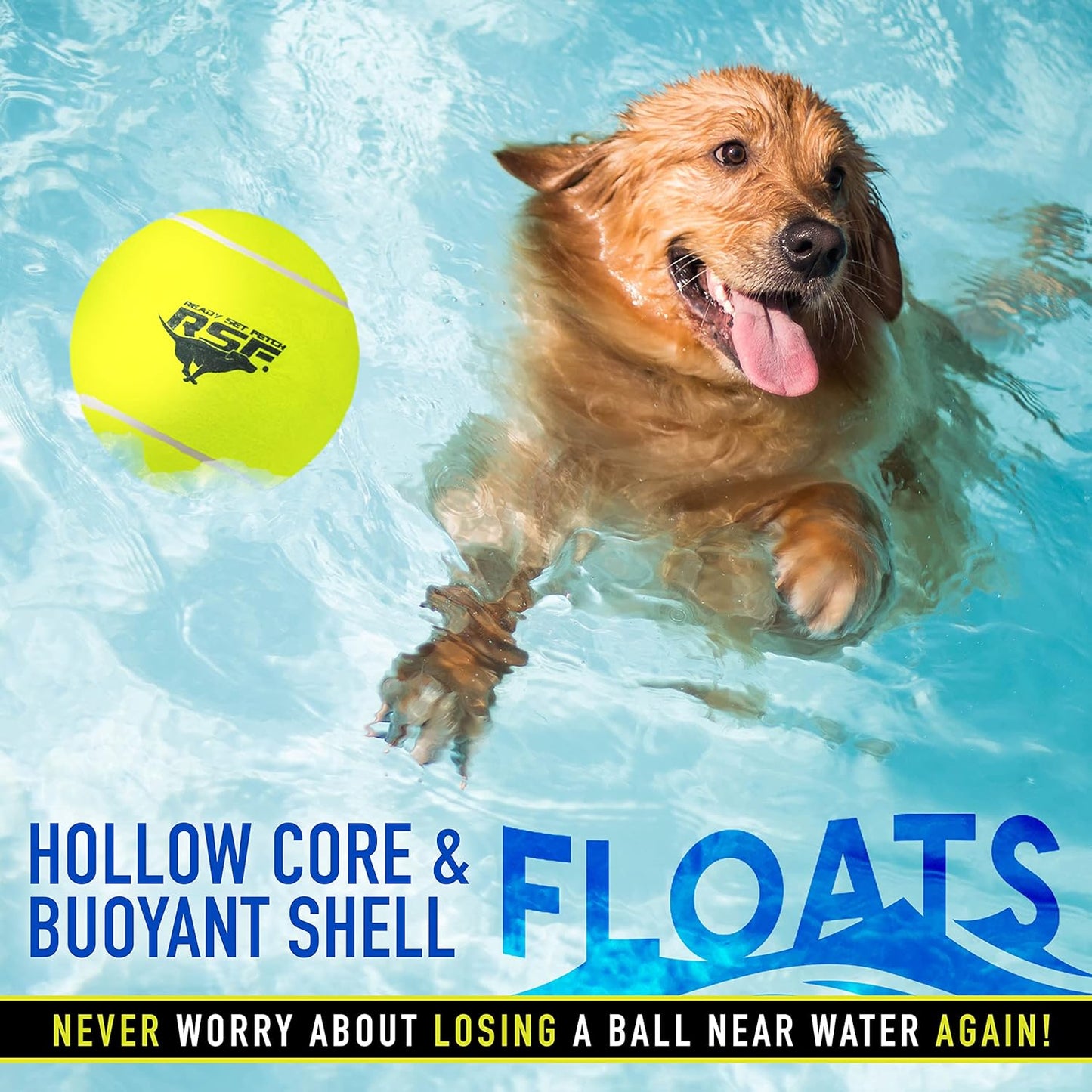 Franklin Pet Supply Co. Ready Set Fetch Oversized Dog Tennis Ball - 8.5" Jumbo Size - Pump Included