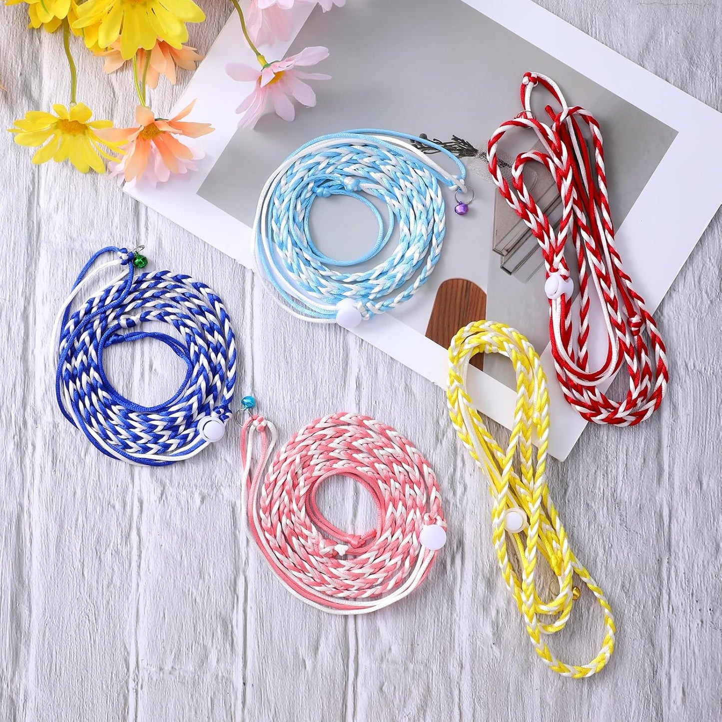 5 Pieces Adjustable Hamster Rat Leash Hamster Harness Small Animal Bell for Ferret Walking Pet Mouse Gerbil Small Animal