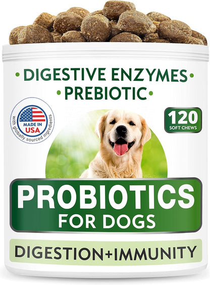 Dog Probiotics + Glucosamine Treats Bundle - Digestive Enzymes + Prebiotics + Chondroitin, MSM, Omega-3 - Gas, Diarrhea, Allergy, Constipation, Upset Stomach Relief + Joint Pain Relief - Immunity