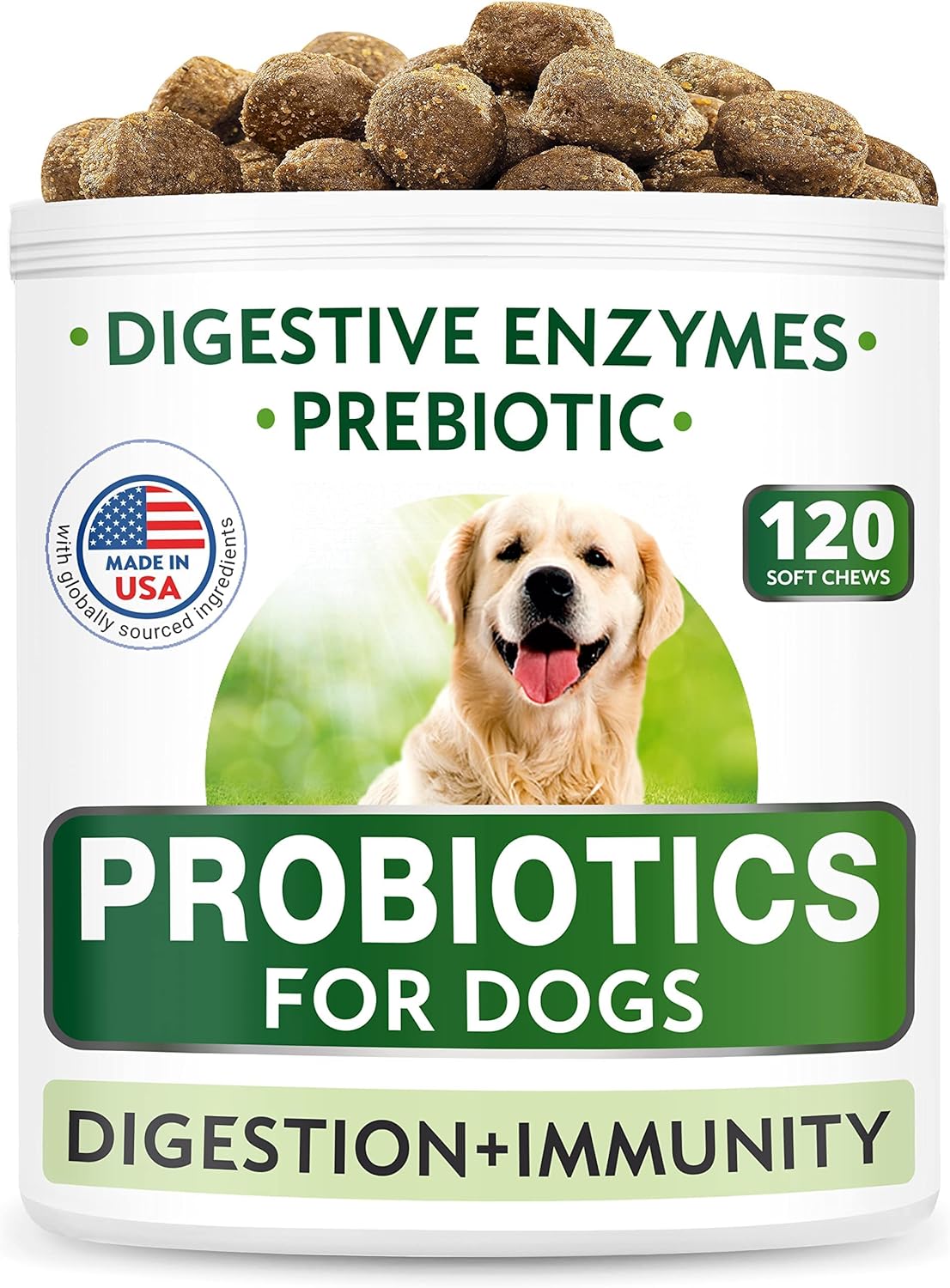 Dog Probiotics + Glucosamine Treats Bundle - Digestive Enzymes + Prebiotics + Chondroitin, MSM, Omega-3 - Gas, Diarrhea, Allergy, Constipation, Upset Stomach Relief + Joint Pain Relief - Immunity