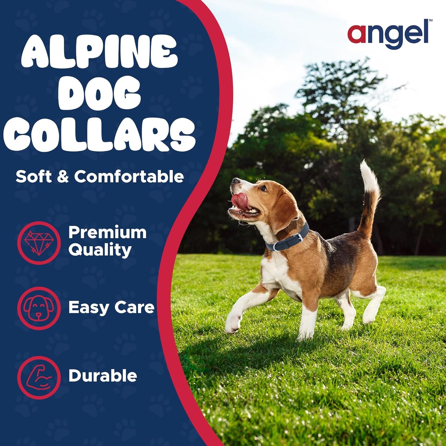 Angel Pet Supplies Alpine Plain Dog Collar by Angel. 26 X 1.25, Midnight Black, 41040