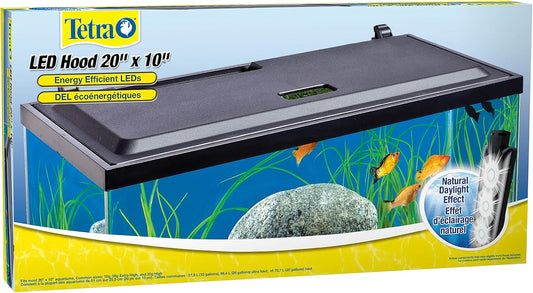Tetra LED Hood 20 Inches By 10 Inches, Low-Profile Aquarium Hood With Hidden Lighting