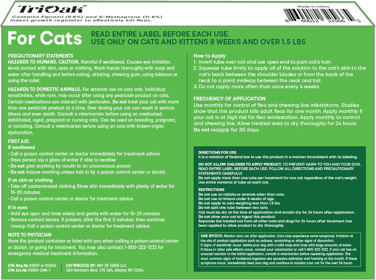 Flea and Tick Prevention for Cats: Flea & Tick Topical for Cats Over 1.5lbs, 6 Dose Flea and Tick Control/Prevention for 6 Months (6 Pack)