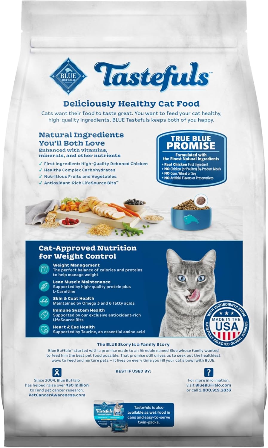 Blue Buffalo Tastefuls Natural Food for Adult Cats, Weight Control, 7-lb. Bag
