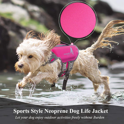 VIVAGLORY High Buoyancy Dog Life Vest, Swimming Vest with Handle, Dog Life Jacket for Swimming & Boating, Buoyancy for Puppy Doggy, S, Pink