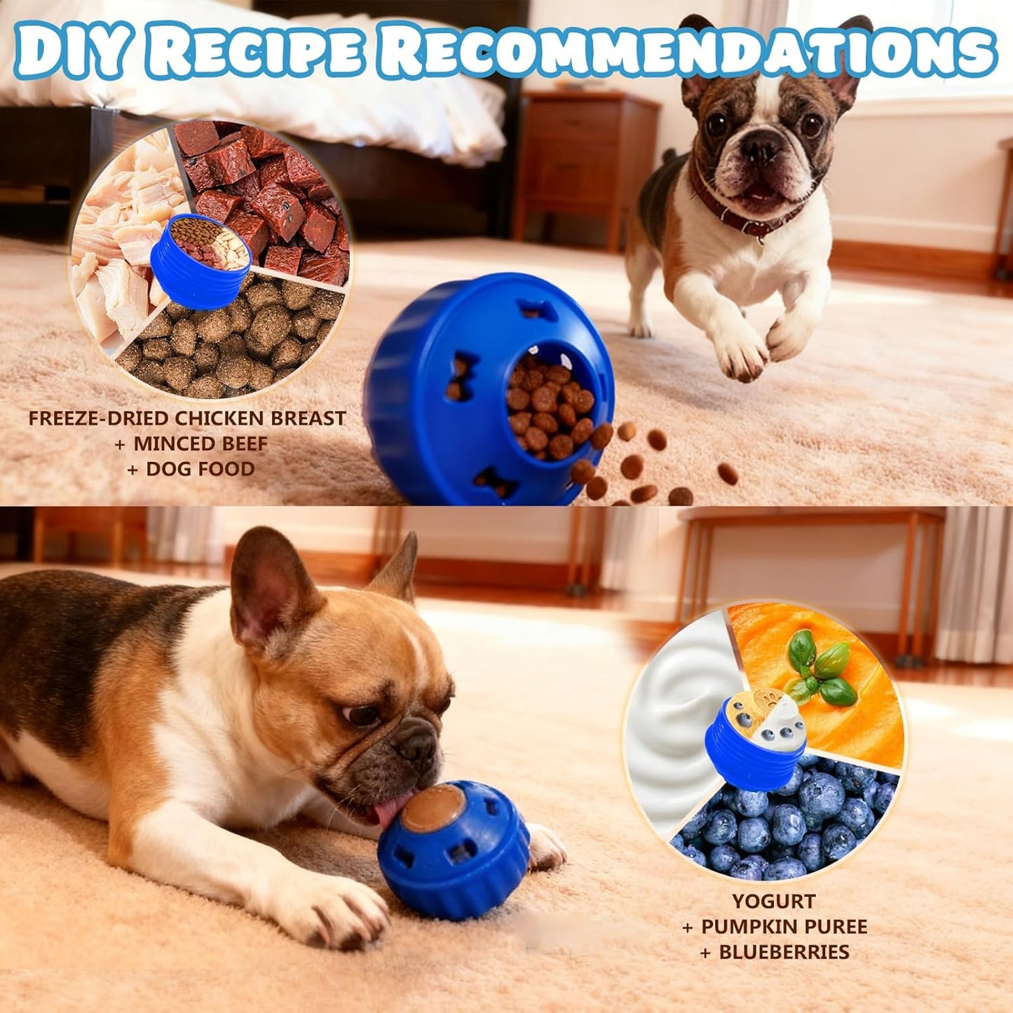 6 Value Pack Enrichment Toys for Dogs Lick Mat, Frozen Bone Power Chew & Frozen Dog Puzzle Toy, Treat Dispensing Slow Feeder Dog Enrichment Toys to Keep Them Busy for Stimulating & Cognitive Toys