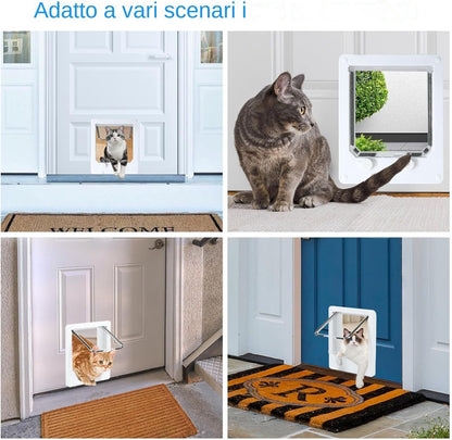 Wall Mounted Pet Door - 4 Locking Modes Insert for Dad Cat, Flap Door Outside Inside | Secure Entry for Wall Window Indoor Outdoor Use, po