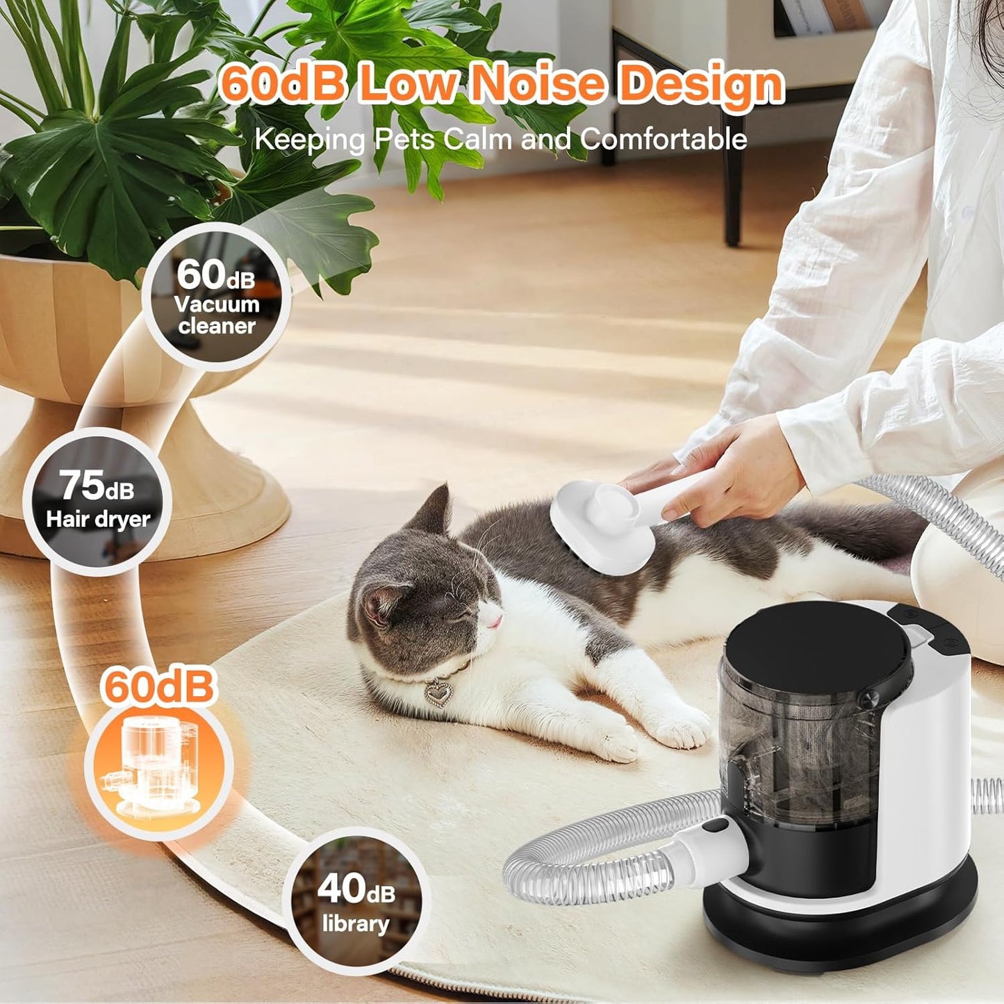 Dog Grooming Kit, 12000Pa Strong Pet Grooming Vacuum for Shedding with 5 Pet Grooming Tools for Dogs and Cats,1.5L Large Capacity, Black