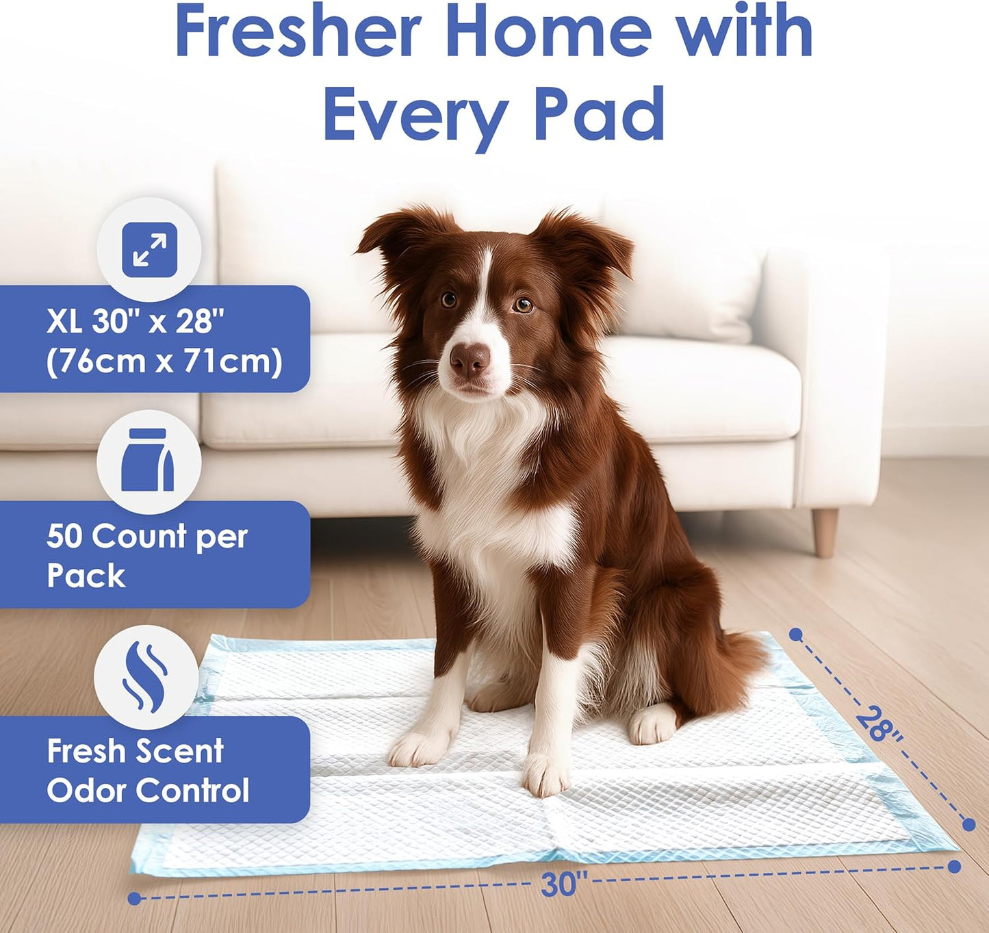 American Kennel Club Scented Puppy Training Pads with Ultra Absorbent Quick Dry Gel – 28 x 30 Pee Pads for Dogs - Fresh Scented - 50 Count, XL