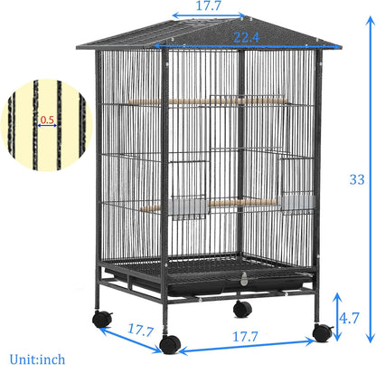 33‘’ Parakeet Cage, Bird Cage, Parrot Cage with Parrot Toys,Perch,Parakeet Cage Accessories,for Cockatiels,Finches,Lovebirds,Conure,Budgie, Canaries,Quaker,Pigeon Eclectus, Sun Parakeet