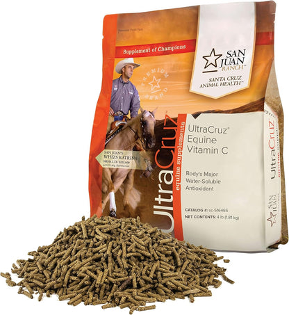 UltraCruz Equine Vitamin C (Ascorbic Acid) Supplement for Horses, 4 lb, Pellet (32 Day Supply),sc-516465 (Pack of 2)