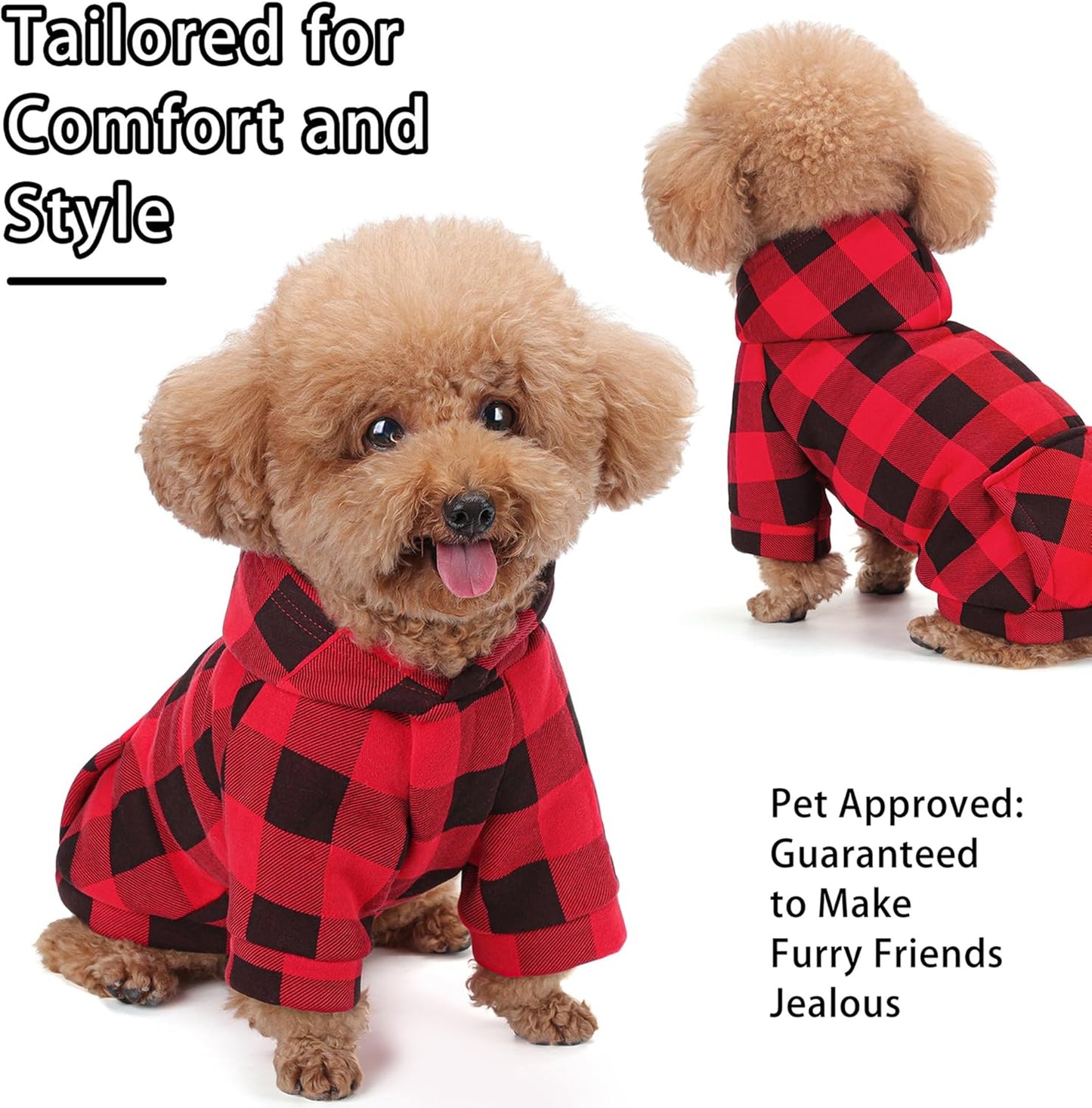 Plaid Dog Hoodie: Premium Polycotton Fabric Dog Clothes with Back Pocket and Leash Hole, Dog Sweatshirt for Small, Medium, & Large Dogs ¨C Stylish and Functional for All Occasions Blue XS