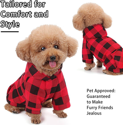 Plaid Dog Hoodie: Premium Polycotton Fabric Dog Clothes with Back Pocket and Leash Hole, Dog Sweatshirt for Small, Medium, & Large Dogs ¨C Stylish and Functional for All Occasions Blue XS