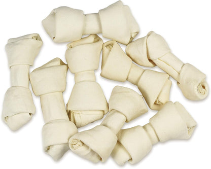 hotspot pets 4-5 Inch Rawhide Dog Chew Bones - Choice of 10, 20, 30 Packs - from Grass Fed Brazilian Cows - Promotes Dental Hygiene and Good Behavior (20 Pack)
