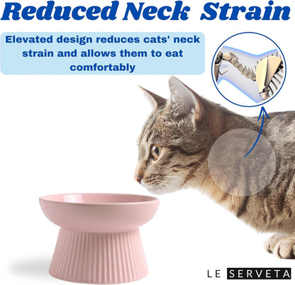 Ceramic Slow Feeder Cat Bowl, Raised Puzzle Feeder, Anti Vomiting Cat Slow Feeder, Elevated Food Bowl, Whisker Friendly Cat Bowl (Pink)