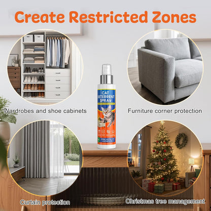 Cat Deterrent Spray for Indoor and Outdoor, Cat Scratch Deterrent for Furniture Protection, Cats Behavior Training Aid, with Natural Ingredients