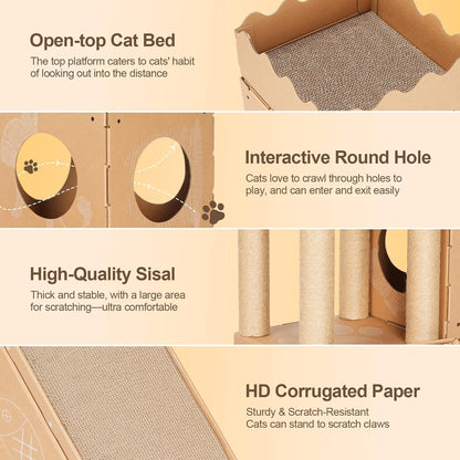 cat House &House Scratching Board Climbing Post/cat Tree Corrugated Cardboard Playhouse
