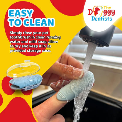 Dog Toothbrush Cat Puppy Finger Toothbrush | Pack of 2 with Storage Cases | Remove Plaque & Tartar Fights Bad Breath | 360° Bristles | Cat Dog Teeth Cleaning Products