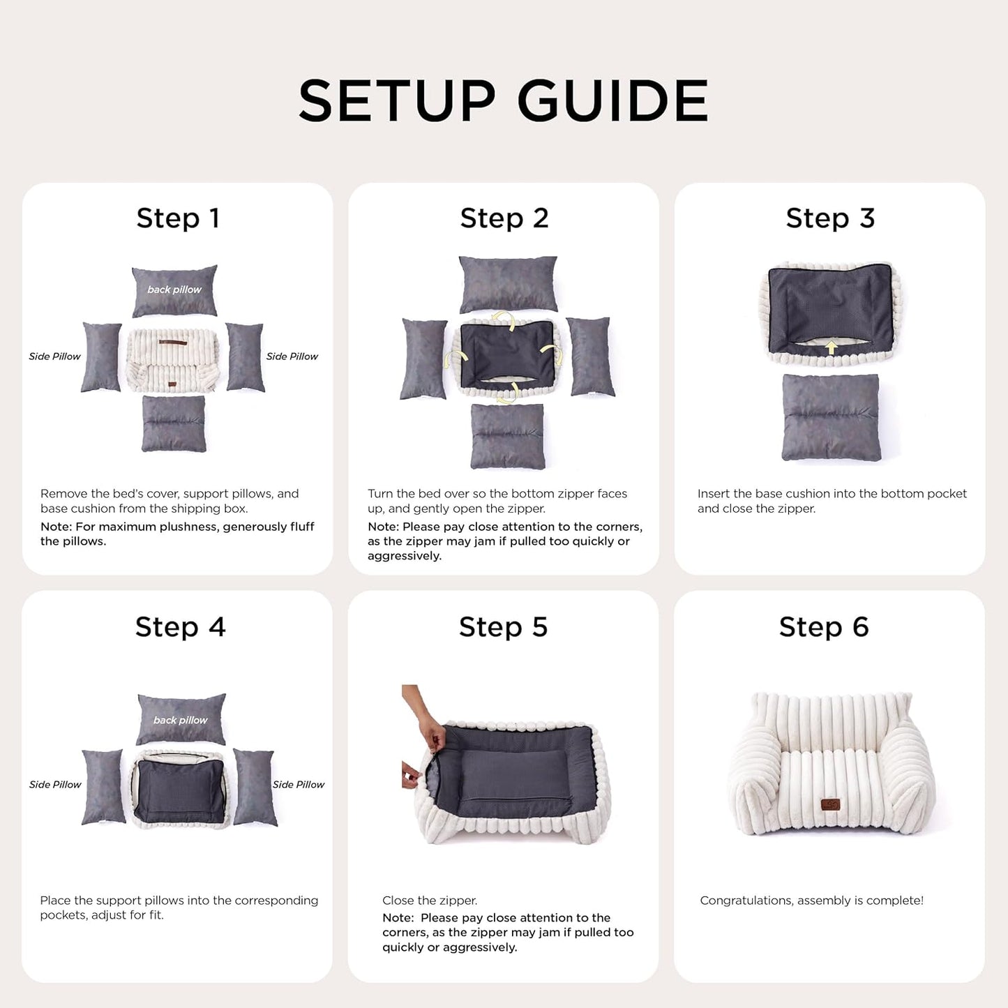 Bedsure Cute Cat Couch for Pets - Fluffy Cat beds with Premium Soft Corduroy Fleece, Fuzzy Cats beds for Indoor Cats with Removable Washable Cover, Supportive Pet Sofa, 24inch, Cream