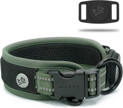 Premium AirTag Dog Collar - Aitag Dog Collar Holder – Reflective AirMesh Padded, Heavy-Duty Quick-Release Dog Collar, Adjustable Secure Fit - Small Medium Large Dogs (Green, XS)