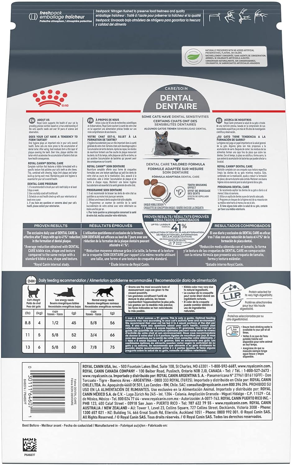 Royal Canin Feline Care Nutrition Dental Care Adult Dry Cat Food, 6 lb Bag