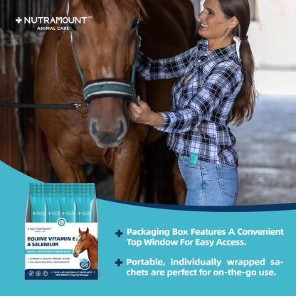 Balanced Natural Vitamin E & Selenium Powder Horse Supplement Supports Overall Health and Performance 30-Day Supply