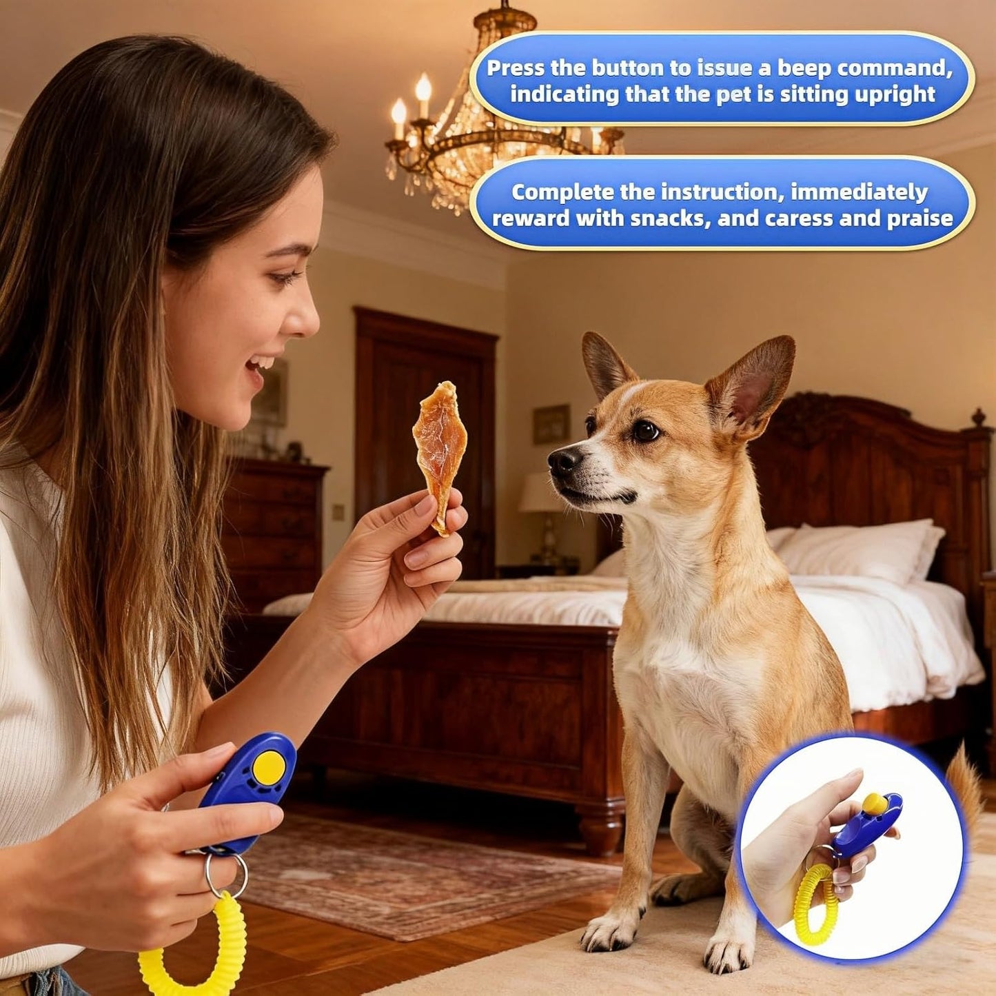 BUBBLE-FLY Dog Training Clicker with Wrist Strap, Effective Obedience Aid for Barking, Sit, Stay. Humane & Easy